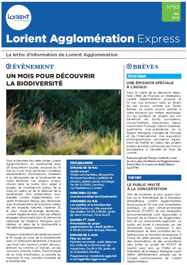 Lorient Agglomération Express N°93 - mai 2019